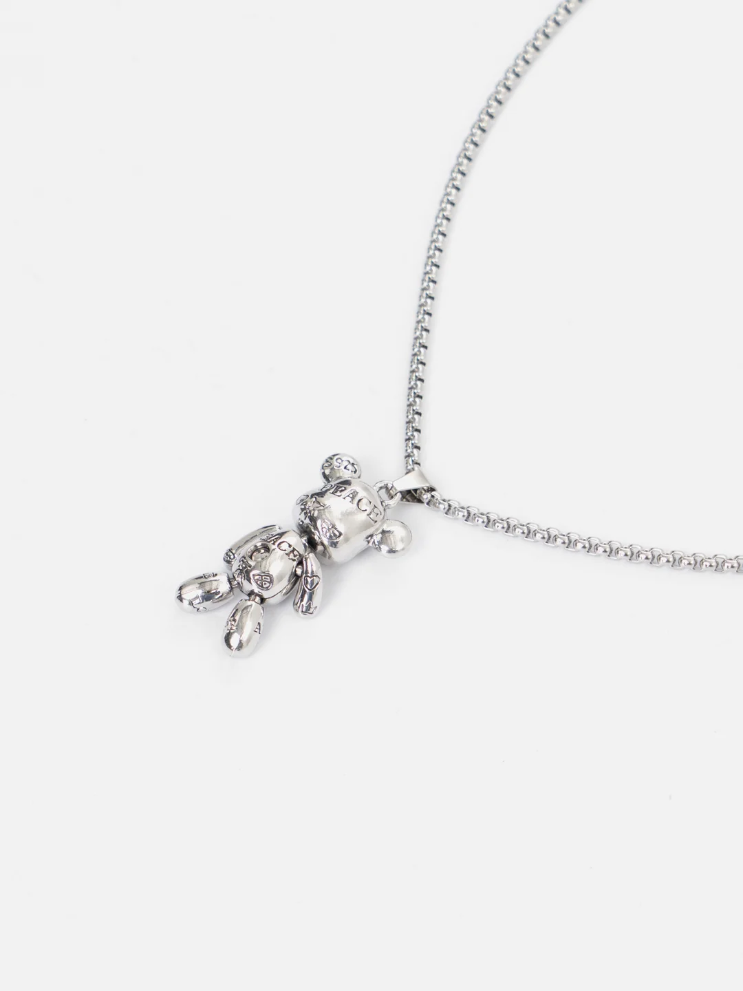 Серебряный цепочка на шею, с подвеской, Bear