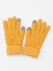 Горчичный перчатки вязаные женские, сенсорные