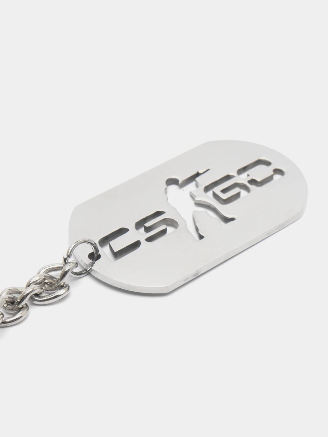 Серый цепочка на шею, 50 см "CS GO"+ брелок, армейский жетон