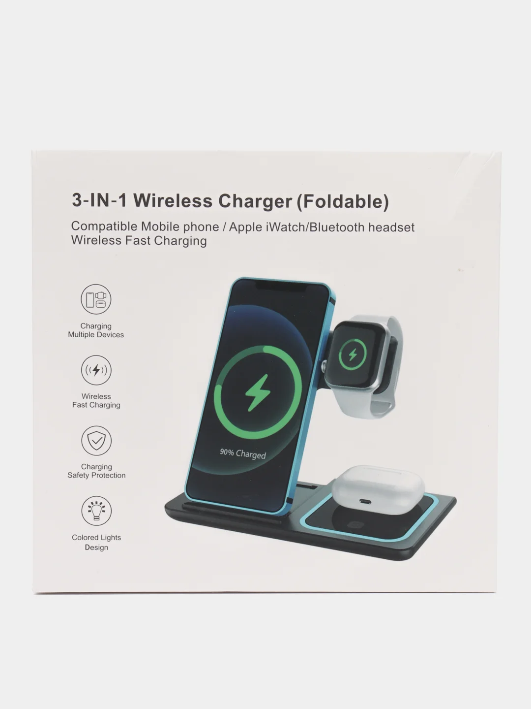 Белый беспроводное зарядное устройство Wireless Charger 3 в 1