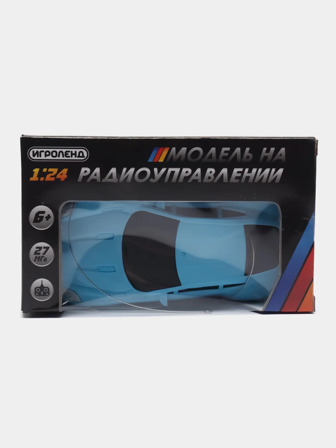 Синий машинка на РУ, 1:24, 1-канальный пульт, PP, 5АА, 18х10х5 см, 3 цвета