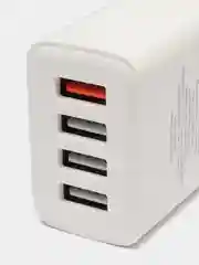 Белый зарядное устройство Hoco C102A 4USB с кабелем Type-C 1м, блок с быстрым зарядом QC3.0