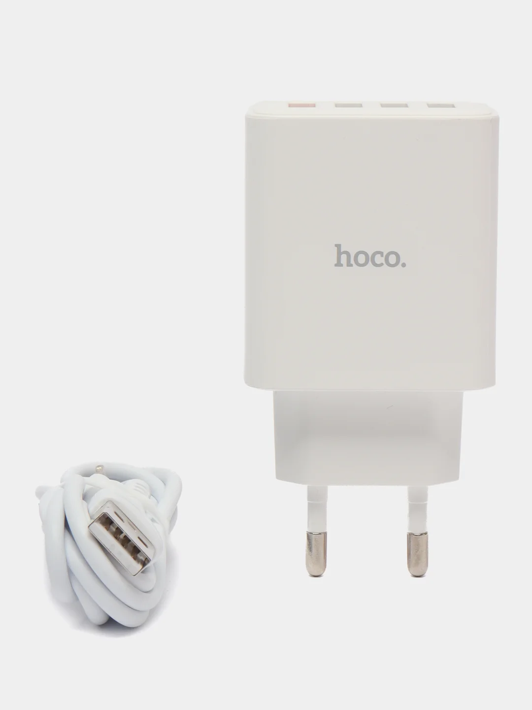 Сетевое зарядное устройство 4USB 2.1A Hoco C102A с кабелем Lightning, 1 м, быстрая зарядка