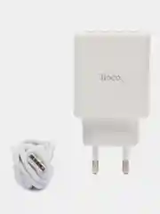 Сетевое зарядное устройство 4USB 2.1A Hoco C102A с кабелем Lightning, 1 м, быстрая зарядка