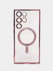 Тёмно-розовый чехол-накладка c защитой камеры для Samsung S23 Ultra MagSafe, магнит