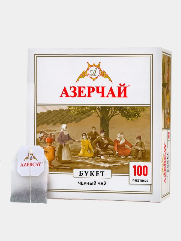 Чай АЗЕРЧАЙ "Букет", черный, 100 пакетиков