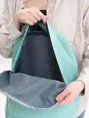 Зеленый рюкзак женский, текстильный, набор из четырех предметов