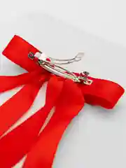 Красный заколка-бант школьная из ленты