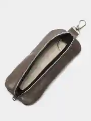 Серый меланж ключница из натуральной кожи