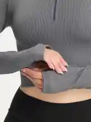 Белый топ укороченный с молнией / лонгслив с длинным рукавом