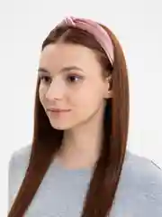 Розовый ободок для волос бархатный, женский