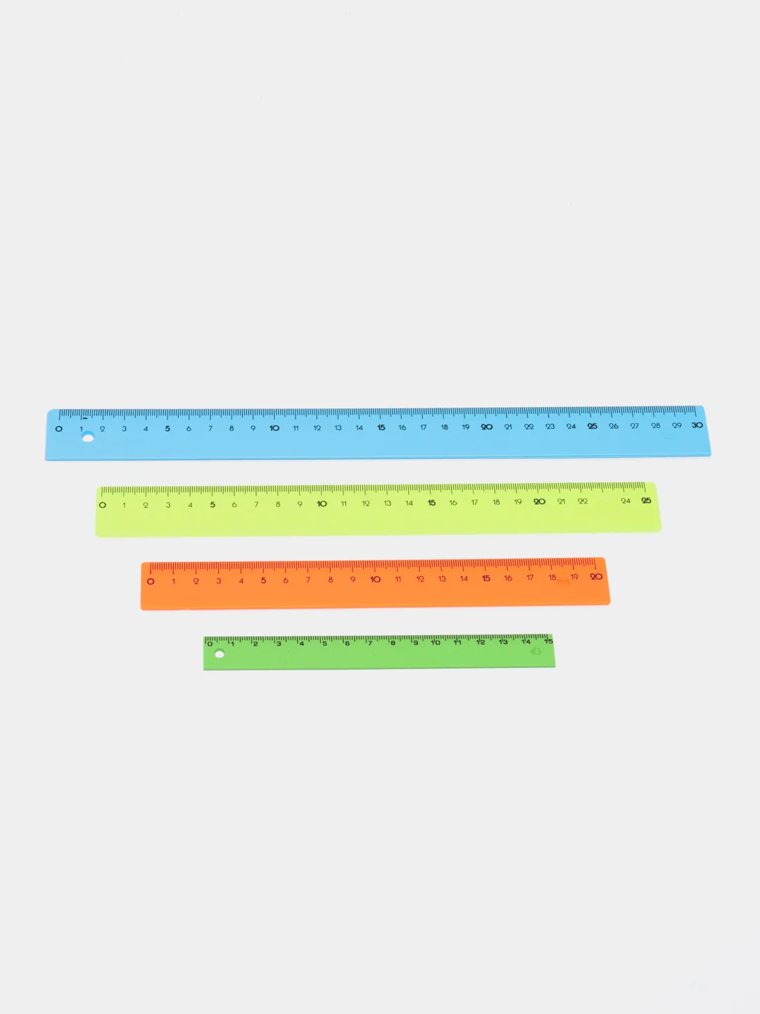 Набор 4 линейки Calligrata Neon, 15, 20, 25 и 30 см, непрозрачная, европодвес, разные