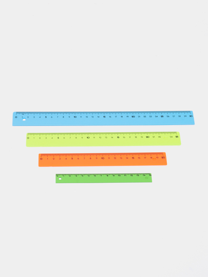Набор 4 линейки Calligrata Neon, 15, 20, 25 и 30 см, непрозрачная, европодвес, разные