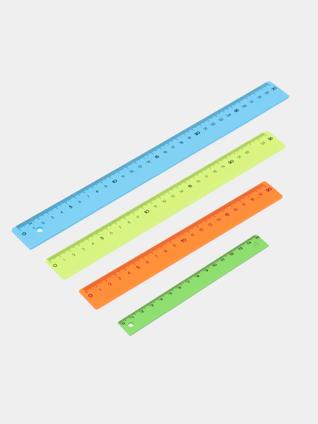 Набор 4 линейки Calligrata Neon, 15, 20, 25 и 30 см, непрозрачная, европодвес, разные