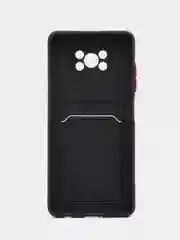 Черный силиконовый чехол для Poco X3, X3 Pro, X3 NFC (Поко Икс3) силиконовый, с карманом для карт