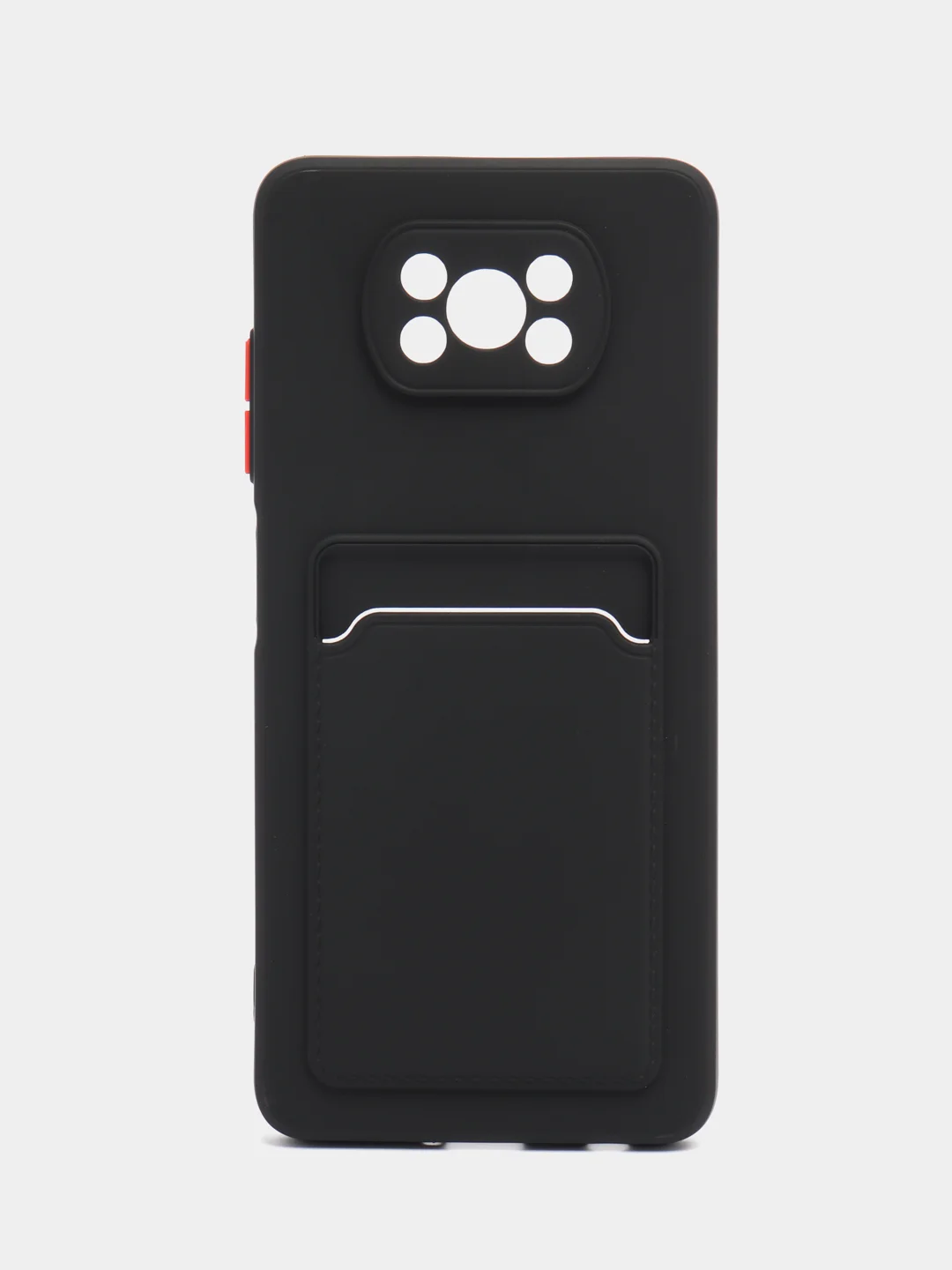 Черный силиконовый чехол для Poco X3, X3 Pro, X3 NFC (Поко Икс3) силиконовый, с карманом для карт
