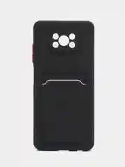 Черный силиконовый чехол для Poco X3, X3 Pro, X3 NFC (Поко Икс3) силиконовый, с карманом для карт