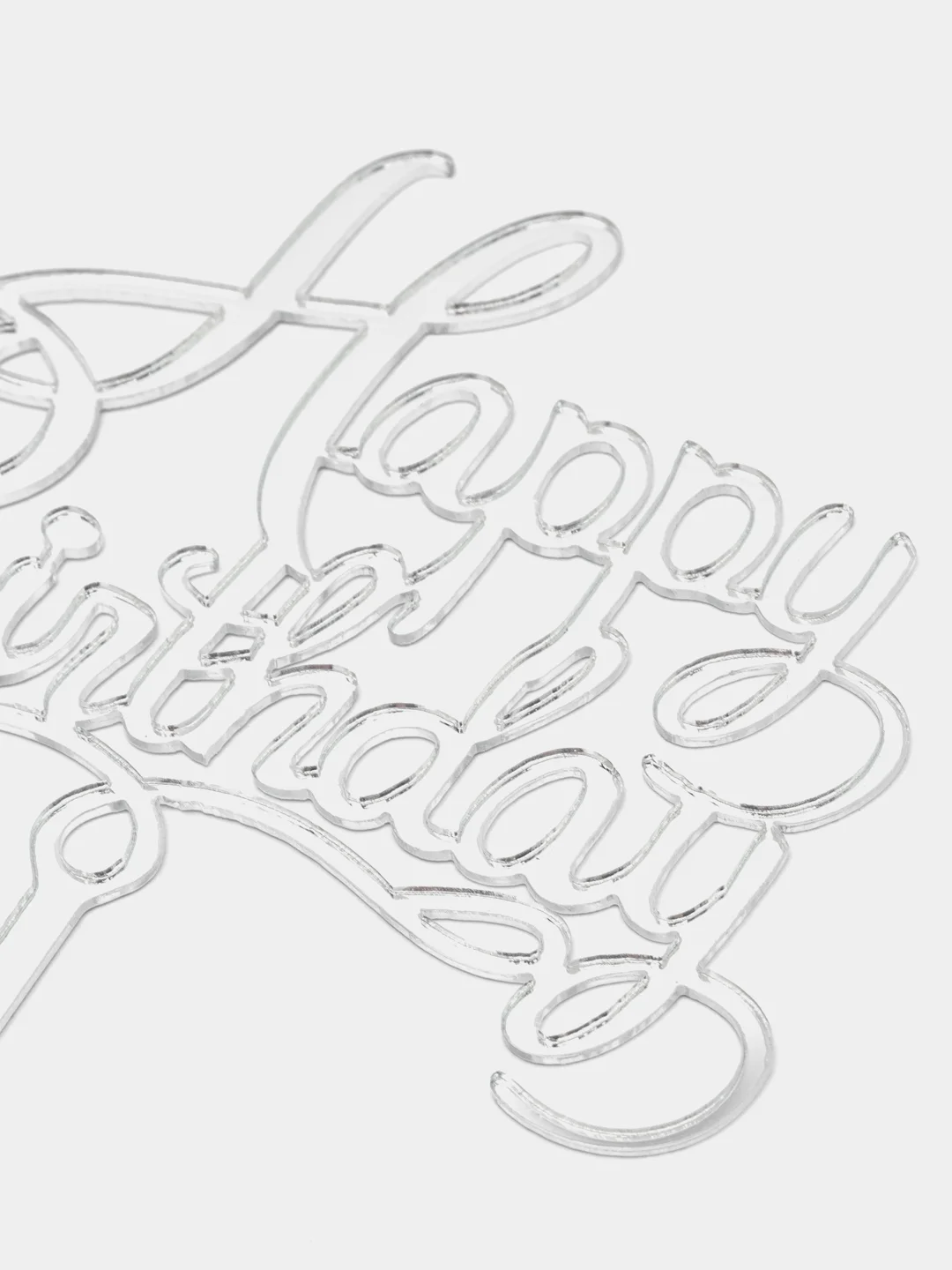Серебряный топпер для украшения торта "Happy birthday", круг