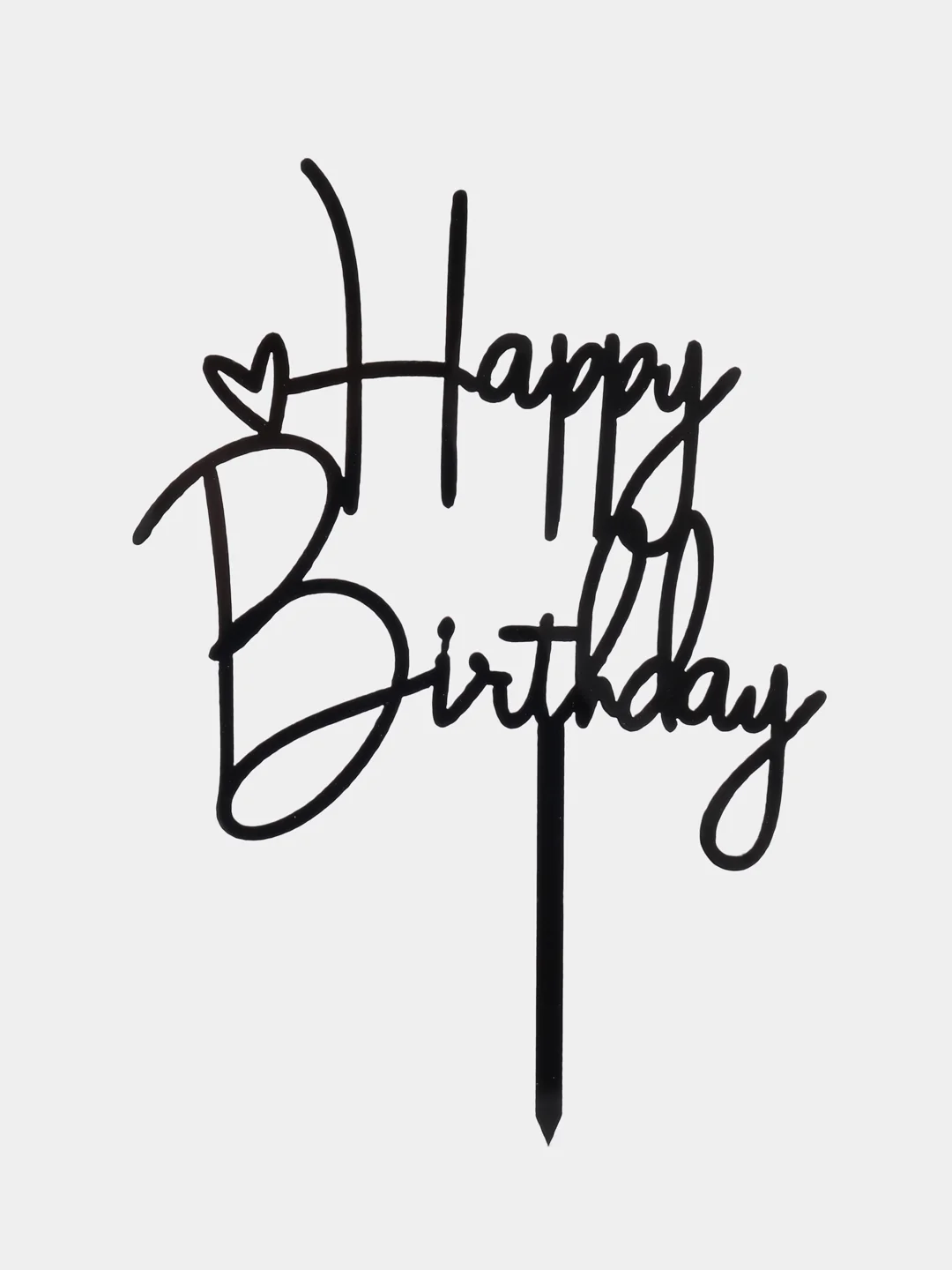 Черный топпер для украшения торта "Happy birthday"