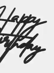 Черный топпер для украшения торта "Happy birthday"
