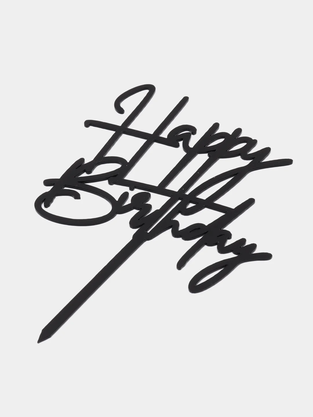 Черный топпер для украшения торта "Happy birthday"