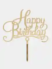 Желтый топпер для украшения торта "Happy birthday", круг