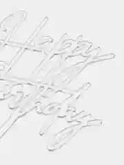 Серебряный топпер для украшения торта "Happy birthday"