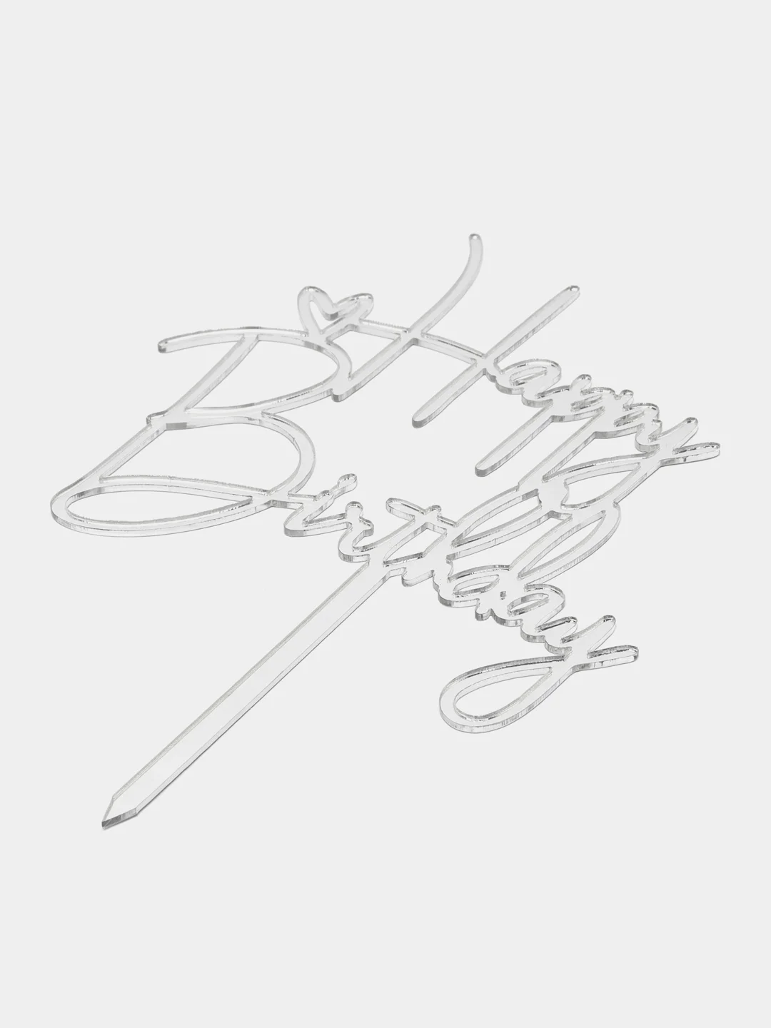 Серебряный топпер для украшения торта "Happy birthday"