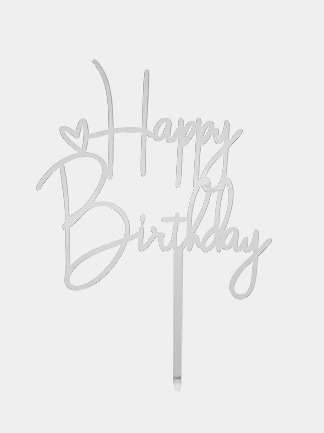 Серебряный топпер для украшения торта "Happy birthday"