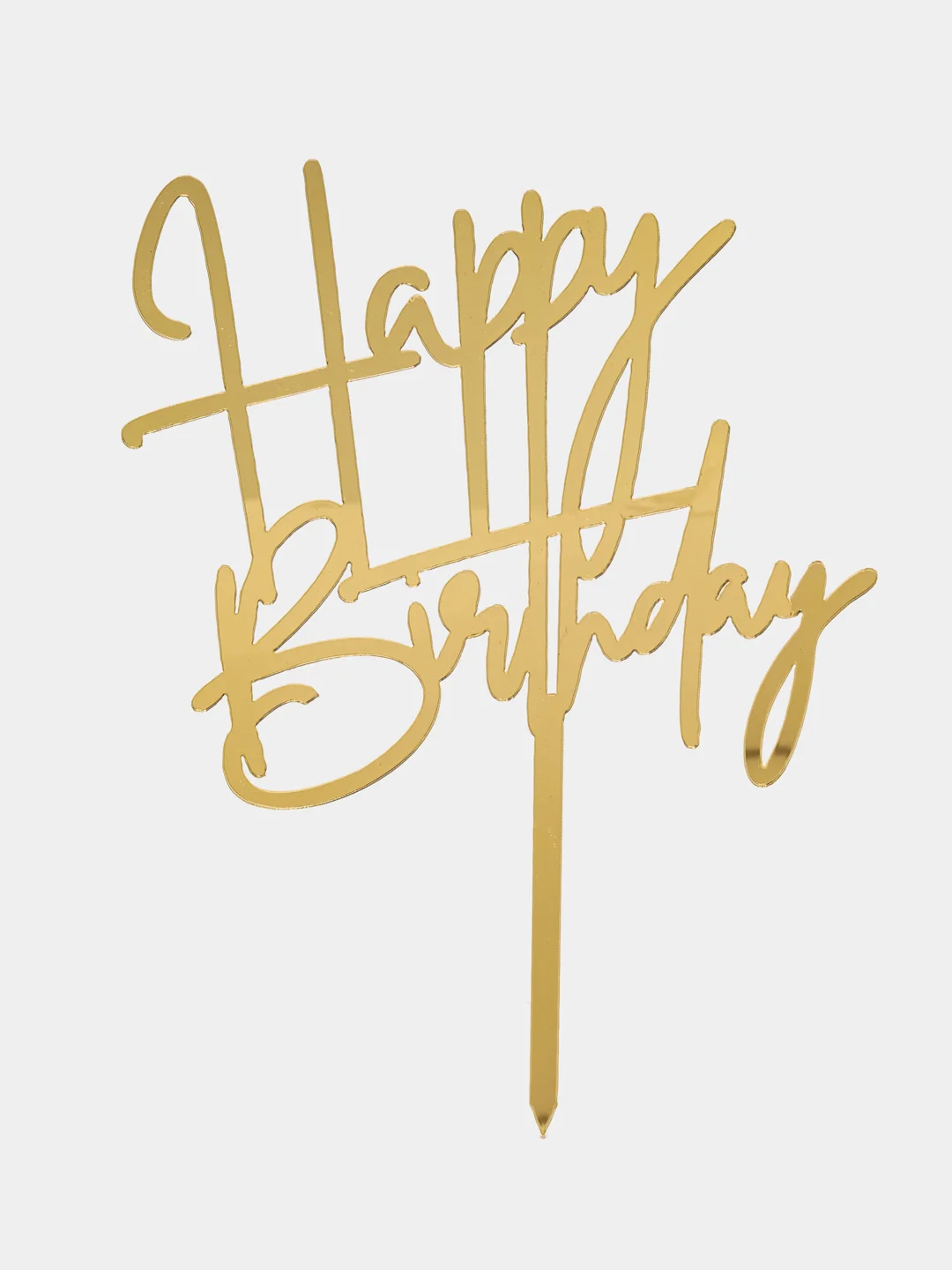 Золотой топпер для украшения торта "Happy birthday"