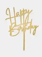 Золотой топпер для украшения торта "Happy birthday"