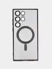 Черный чехол-накладка c защитой камеры для Samsung S23 Ultra MagSafe, магнит