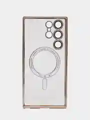 Золотой чехол-накладка c защитой камеры для Samsung S23 Ultra MagSafe, магнит