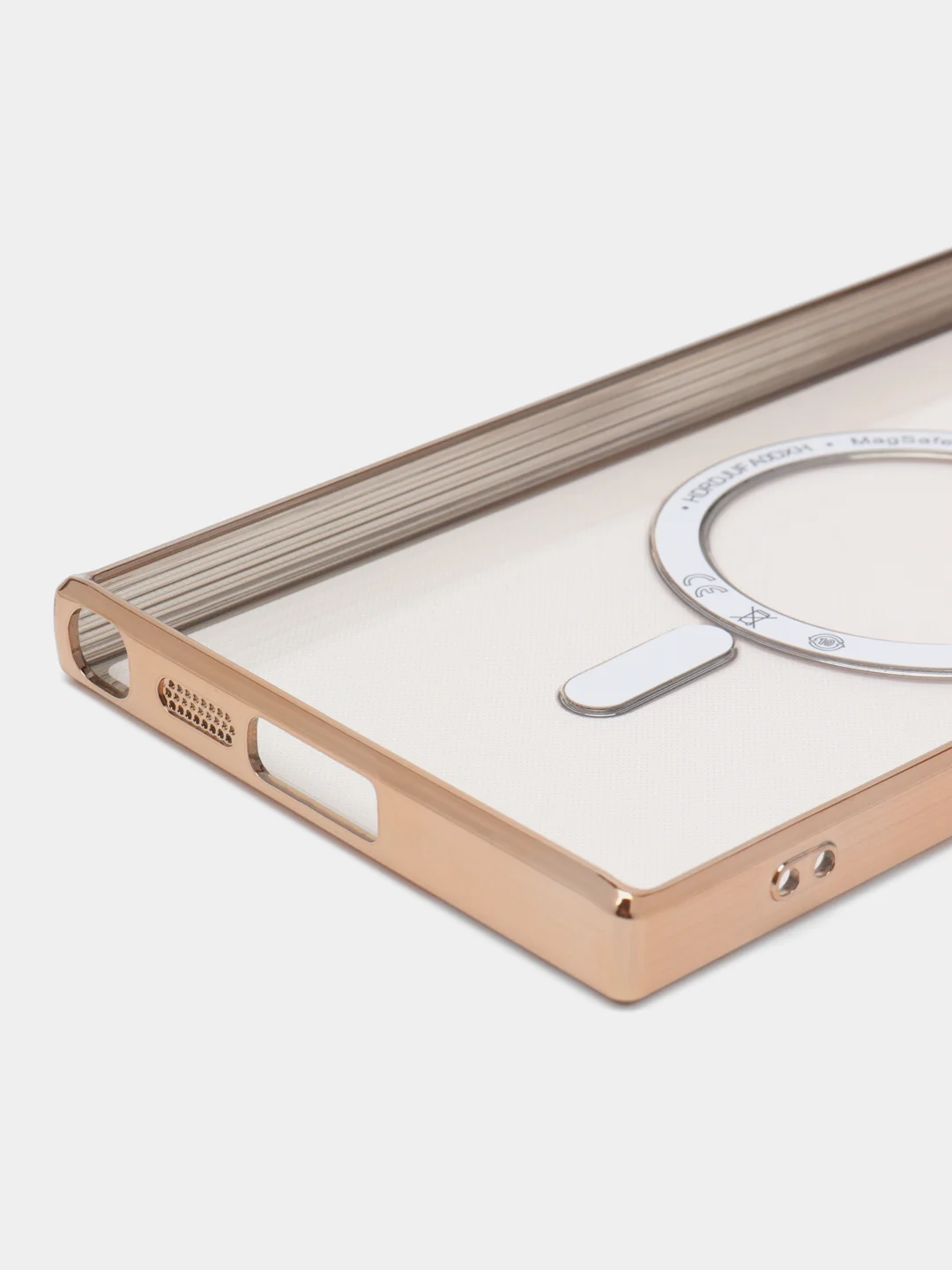Золотой чехол-накладка c защитой камеры для Samsung S23 Ultra MagSafe, магнит