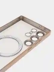 Золотой чехол-накладка c защитой камеры для Samsung S23 Ultra MagSafe, магнит