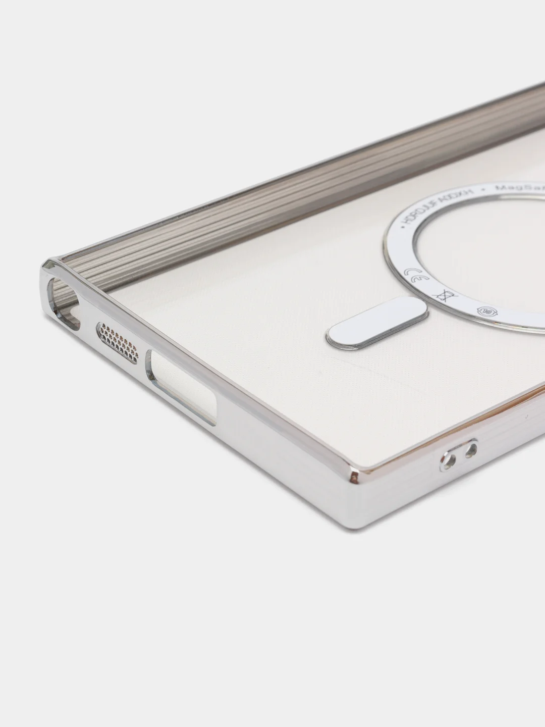 Серебряный чехол-накладка c защитой камеры для Samsung S23 Ultra MagSafe, магнит