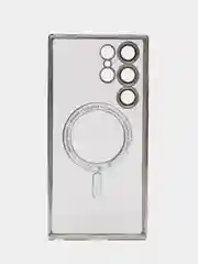 Серебряный чехол-накладка c защитой камеры для Samsung S23 Ultra MagSafe, магнит