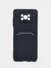 Темно-синий силиконовый чехол для Poco X3, X3 Pro, X3 NFC (Поко Икс3) силиконовый, с карманом для карт