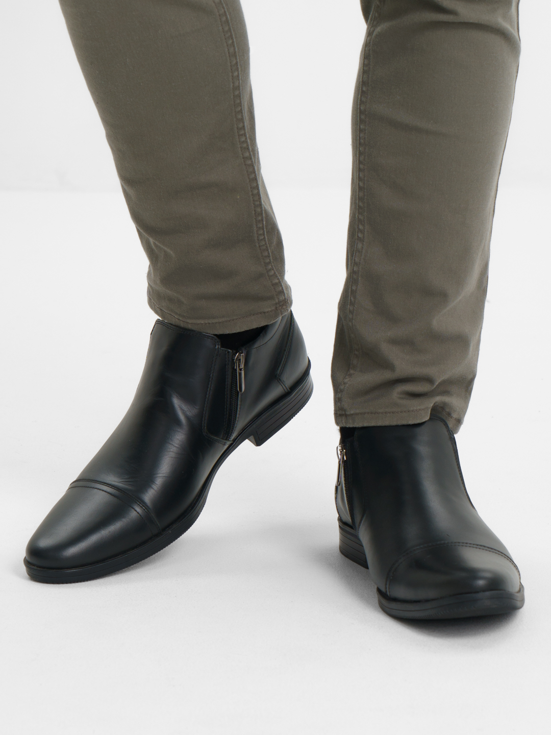 Ботинки мужские, демисезонные, из натуральной кожи, черные, ручная работакупить по цене 3500 ₽ в интернет-магазине KazanExpress