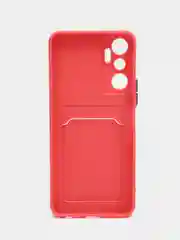Коралловый силиконовый чехол для Infinix Hot 20 4G, c отсеком для карт (Инфиникс Хот 20), прозрачный
