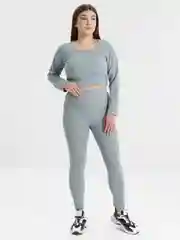 Мятный женский фитнес-костюм в рубчик из 5 предметов
