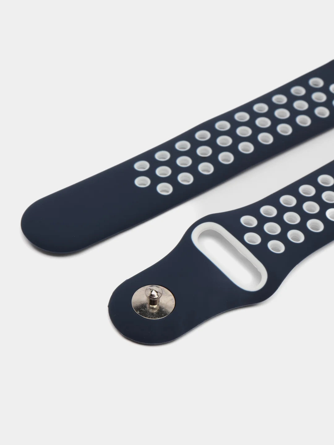 Синий силиконовый ремешок для Xiaomi Amazfit Bip, Huawei, Haylou, Samsung, 20 мм, с кнопкой