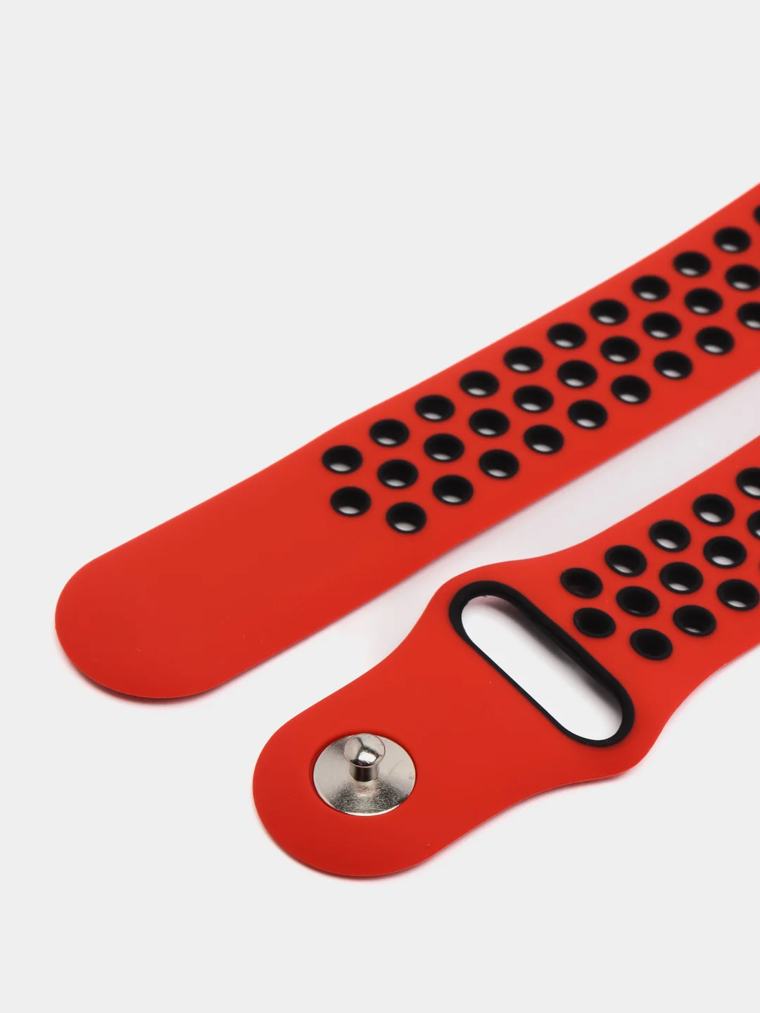 Красный силиконовый ремешок для Xiaomi Amazfit Bip / Huawei / Haylou / Samsung, с кнопкой, 22 мм