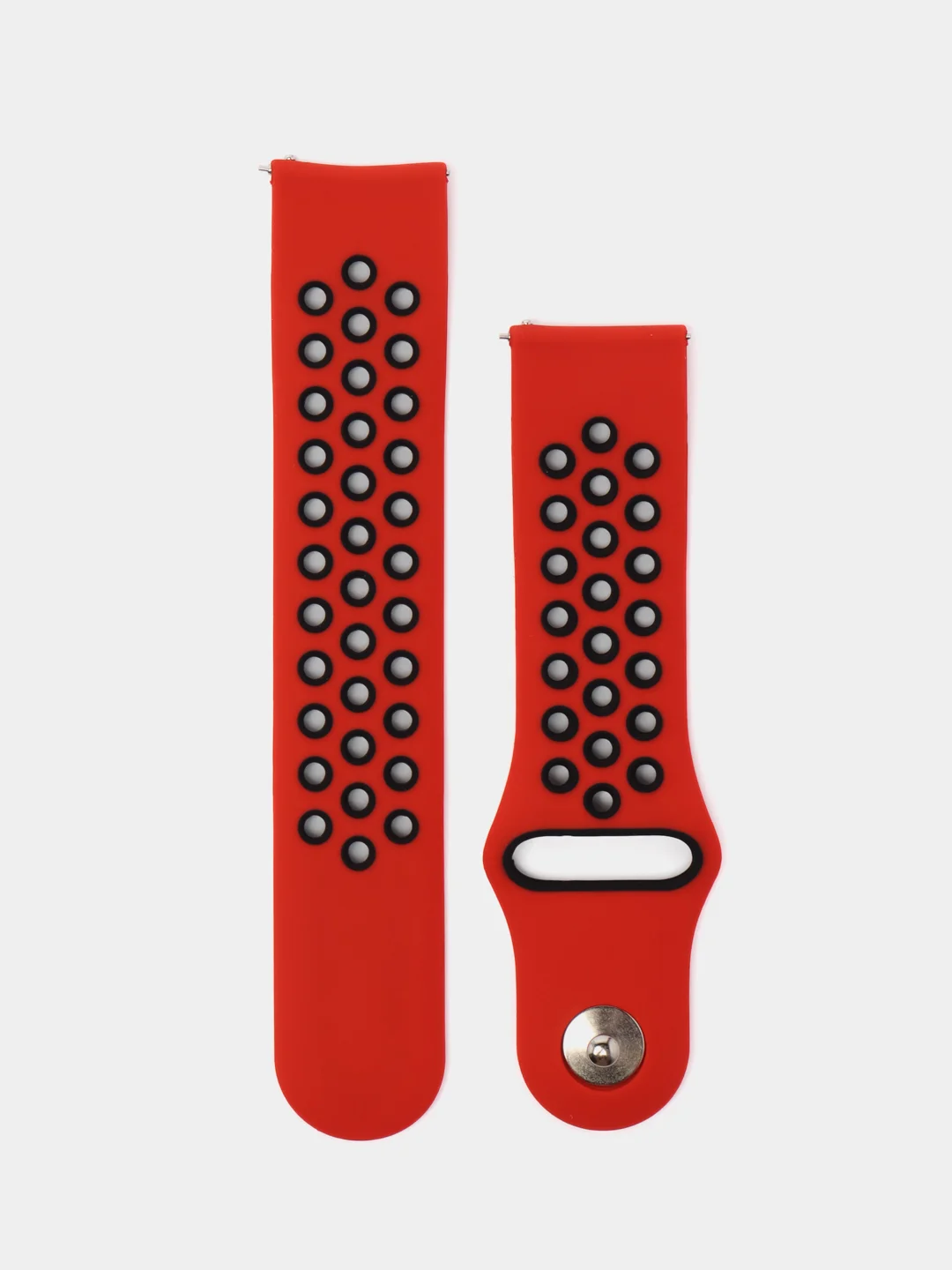 Красный силиконовый ремешок для Xiaomi Amazfit Bip / Huawei / Haylou / Samsung, с кнопкой, 22 мм