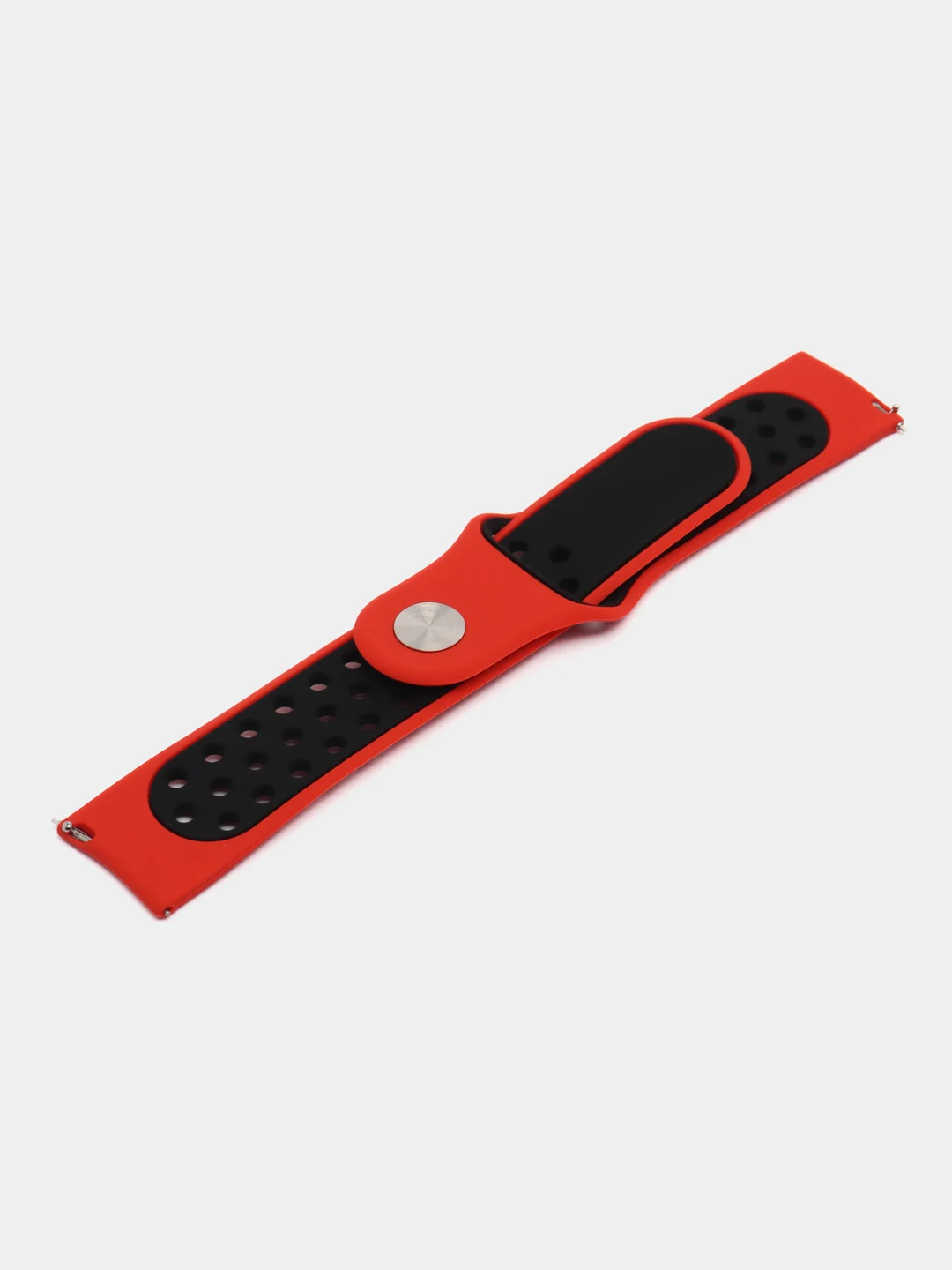 Красный силиконовый ремешок для Xiaomi Amazfit Bip / Huawei / Haylou / Samsung, с кнопкой, 22 мм