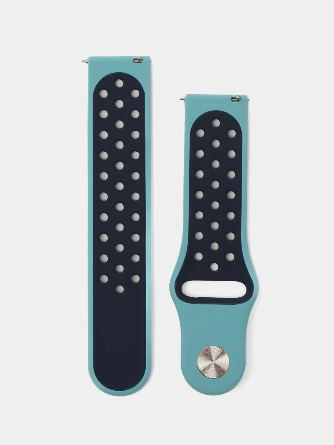 Тёмно-бирюзовый силиконовый ремешок для Xiaomi Amazfit Bip, Huawei, Haylou, Samsung, 20 мм, с кнопкой