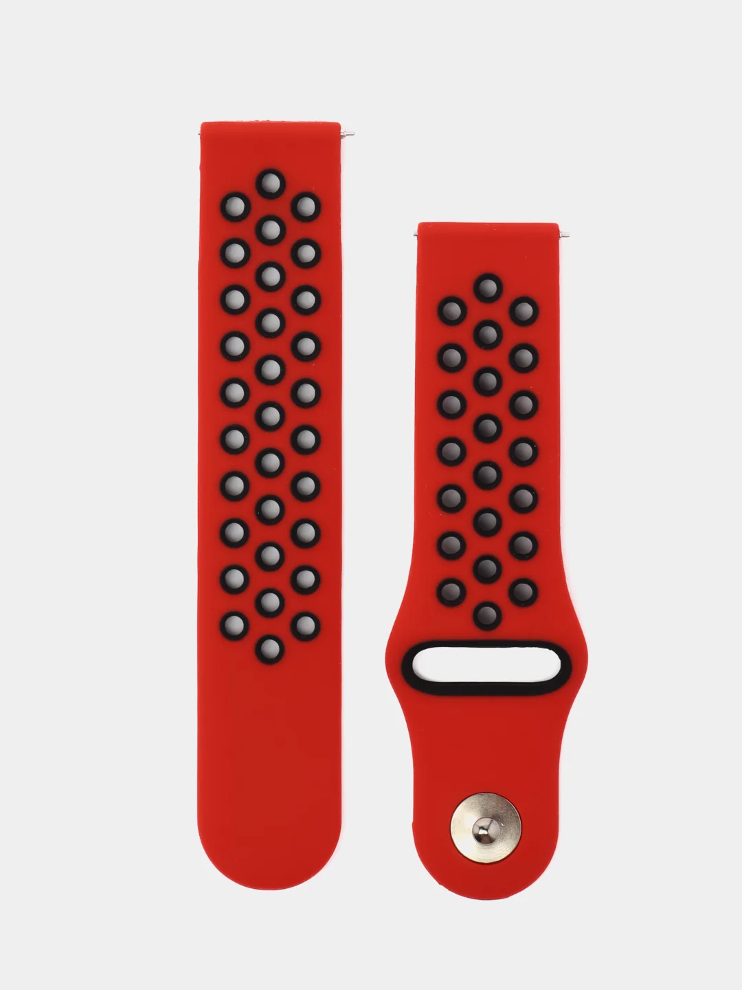 Красный силиконовый ремешок для Xiaomi Amazfit Bip, Huawei, Haylou, Samsung, 20 мм, с кнопкой