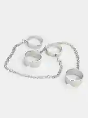 Серебряный комплект из 4-х колец с длинными цепями