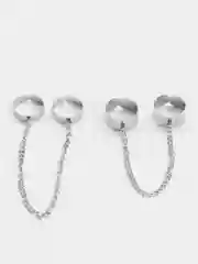Серебряный комплект из 4-х колец с длинными цепями