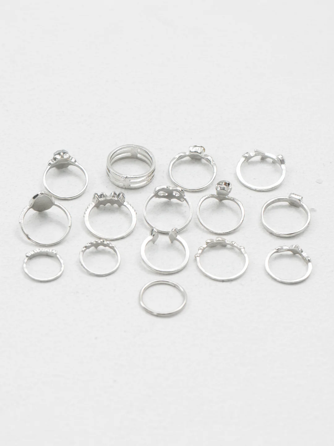 Серебряный женские кольца Diamond, набор из 15 колец